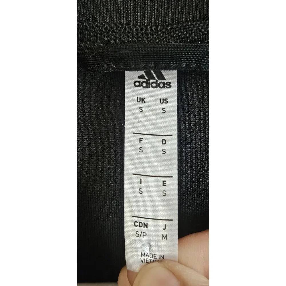 Adidas CLIMALITE  full‎ zip Jacket Adult Sz Small Black White Athleisure Y2K